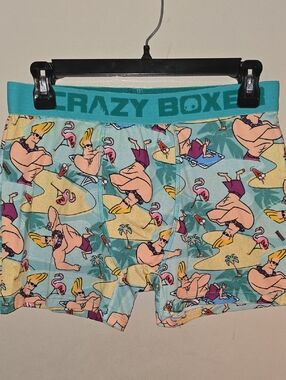 Crazy Boxer Men’s Turquoise Beach Johnny Bravo Boxer Briefs